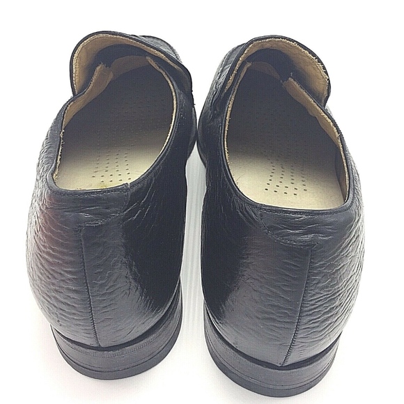 Mens Black Slip On Leather Elevator Shoe 10 Tassel - Picture 3 of 7